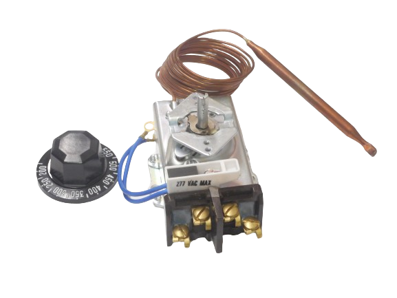 D1-2571-KP: 60°-250°F DPST Heating Line Voltage Mechanical Thermostat with Pilot Light, 120 to 480VAC