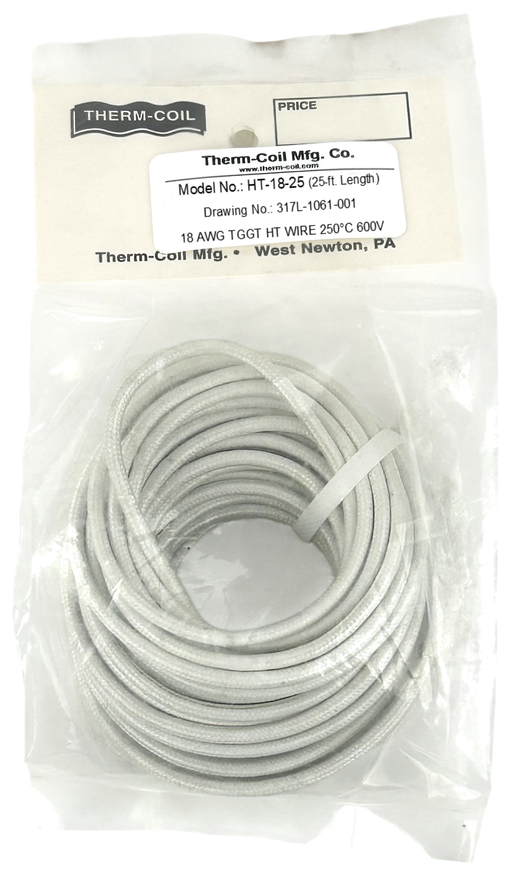 25-ft. #18 AWG TGGT High-Temperature Appliance & Industrial Wire, 600 Volts, 250°C (482°F) (Copy)