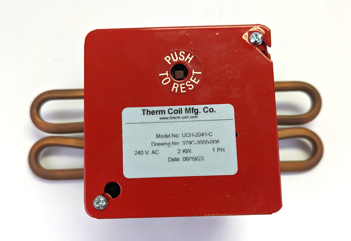 Urn Heater with Thermal Cutout 2,000W 240VAC, Singlephase, Copper — ThermCoil Mfg. Co.
