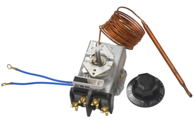 D1-2574-KP: 60°-250°F DPST Heating Line Voltage Mechanical Thermostat with Pilot Light, 120 to 480VAC
