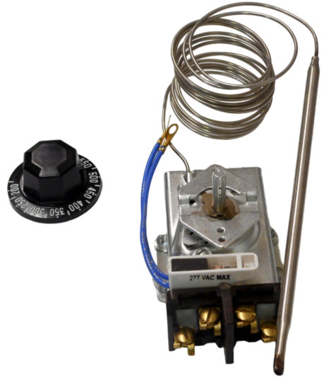 D1-5572-KP: 200°-550°F DPST Heating Line Voltage Mechanical Thermostat with Pilot Light, 120 to 480VAC