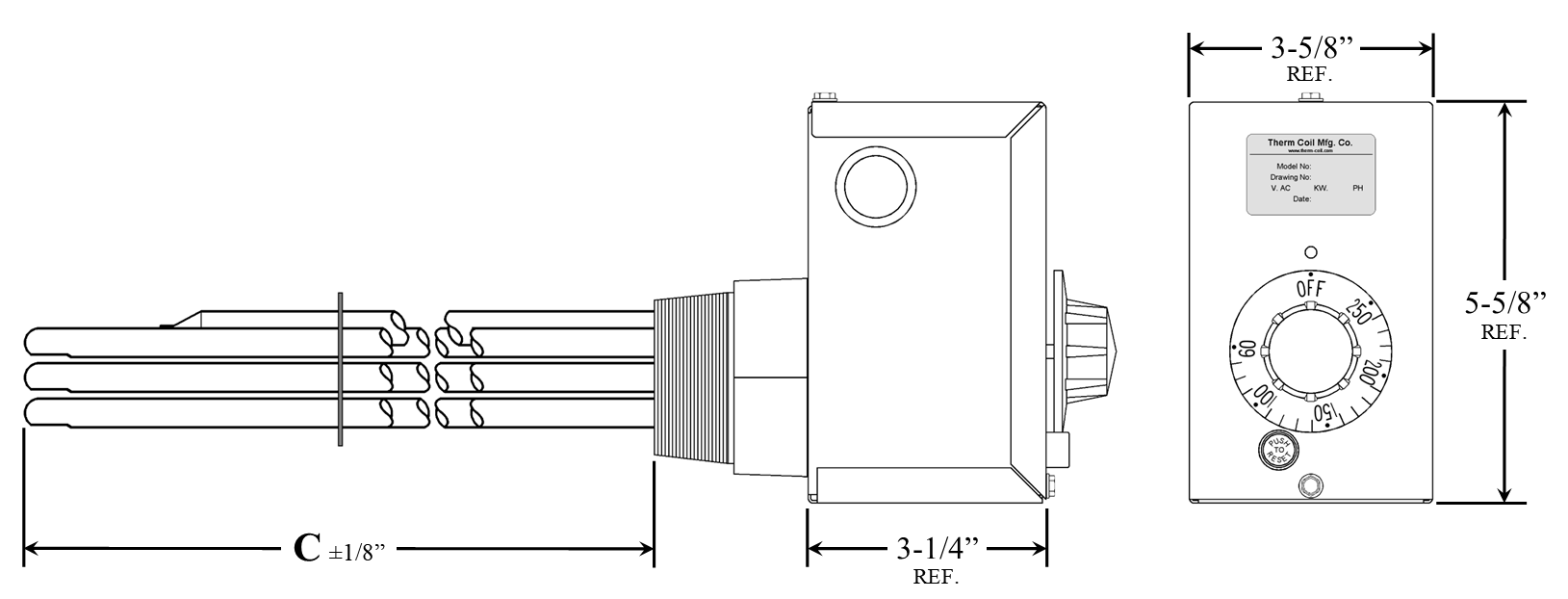 HA-5053 Model: 5000W @ 480V 3-Phase, 13" Immersion Length Regulated 2" NPT Commercial Dishwasher Heating Elements
