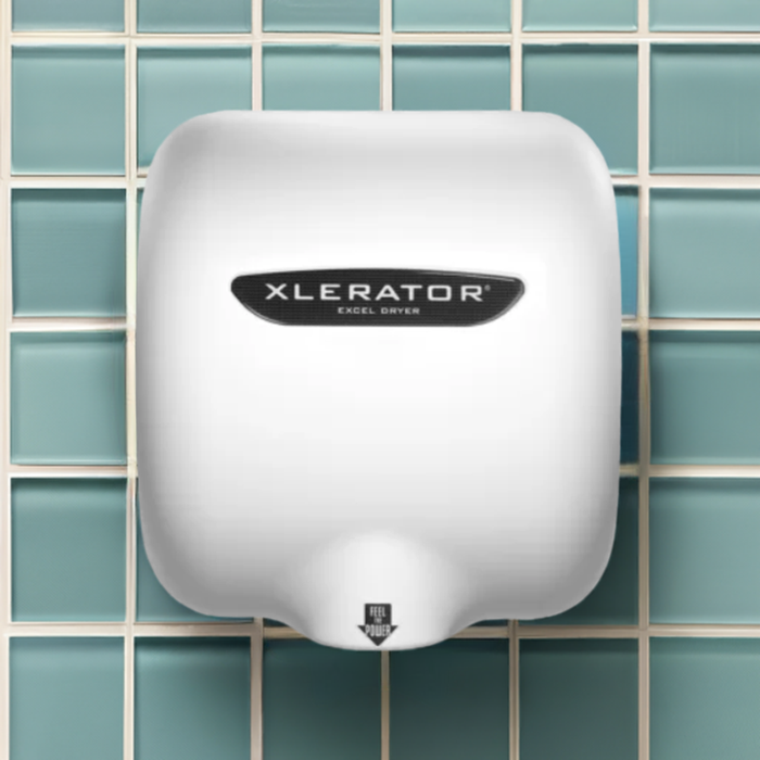 XLERATOR® Excel Hand Dryer with a White Epoxy Painted Cover 110-120 VAC