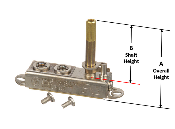 Model B-200A1-1: Bilbee B200 Conduction Type Bi-metal Thermostat With 2" Total Height (1-1/2" Shaft Height), OFF(50°F) to 525°F