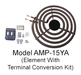 Model AMP-15YA:  Whirlpool WP660532 Equivalent Replacement 6" Surface Element For Ranges/Ovens, 1,500W / 1,125W @ 240V / 208V - With Terminal Conversion Kit