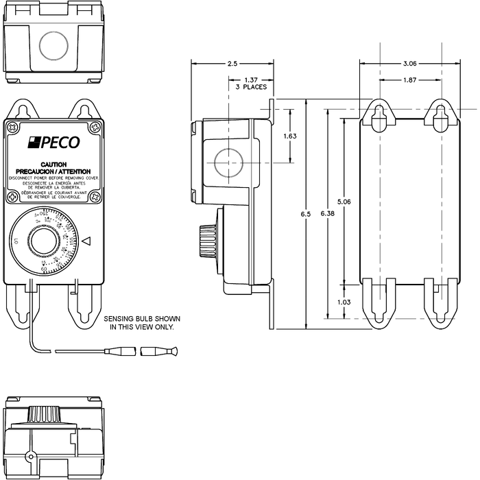 Peco TRF115-007 -30°F to 100°F SPDT Thermostat With NEMA 4X Moisture-Resistant Enclosure