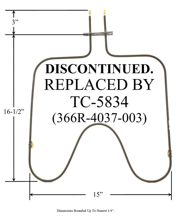 Model TC-6804: Whirlpool CH6804 / Chambers CC70907 Equivalent Range/Oven Bake Replacement Element, 2,200W @ 208W