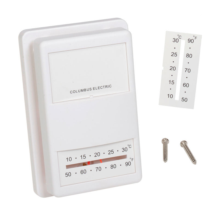 TPI UT1001 24VAC & Millivolt 50-90°F Heat-Only Wall-Mounted Thermostat ...